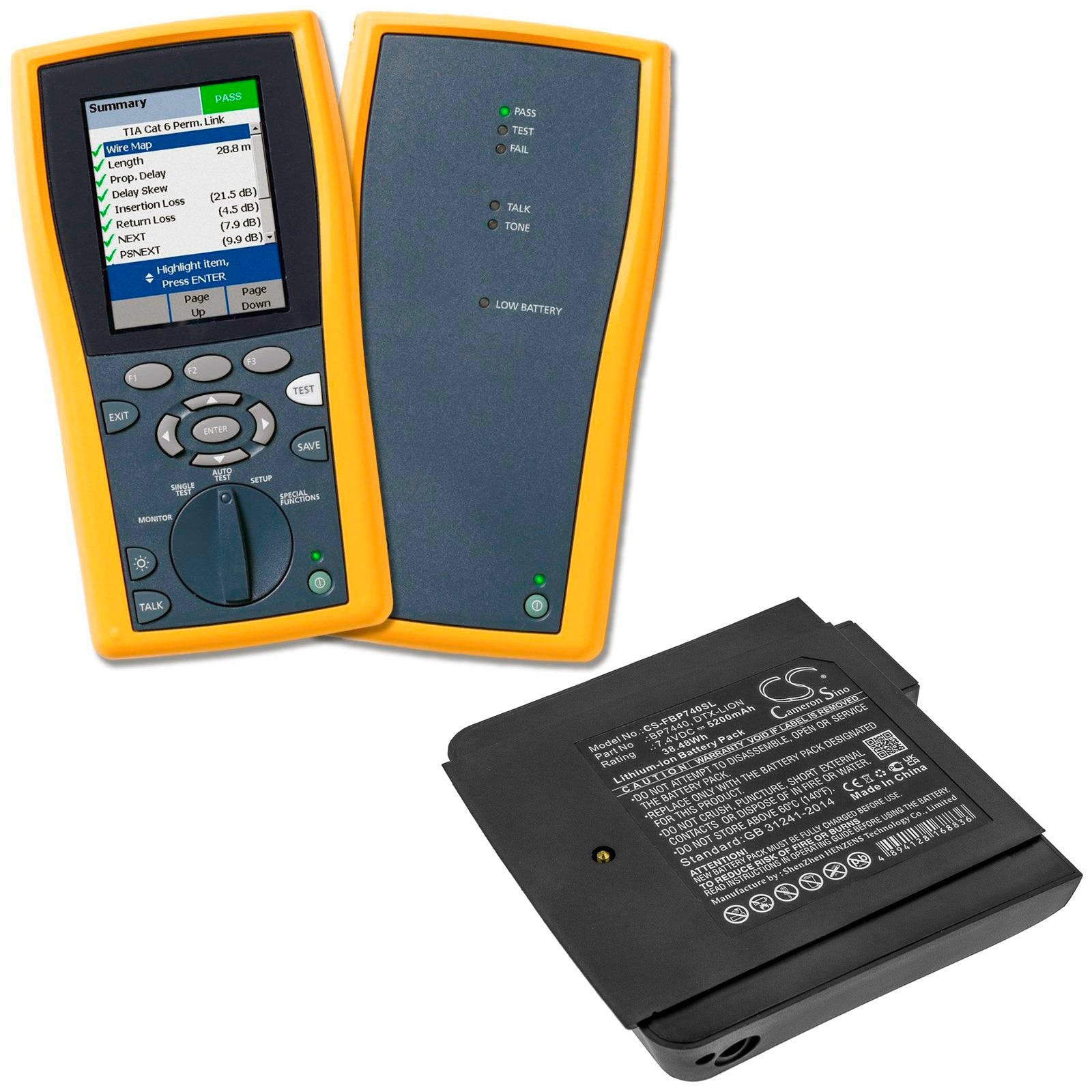 5200mAh BP7440, DTX-LION Battery for Fluke DTX-1200-M, DTX-1200-MS, DTX-1800-M, DTX-1800-MS-SMAVtronics