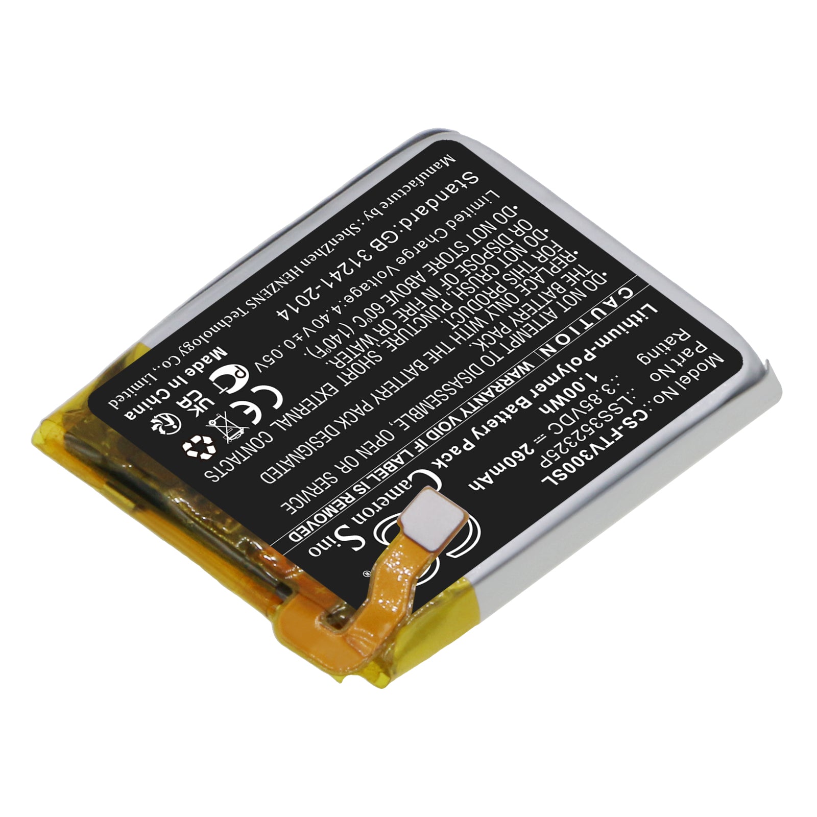 260mAh LSS352325P Battery for Fitbit Versa 3-SMAVtronics