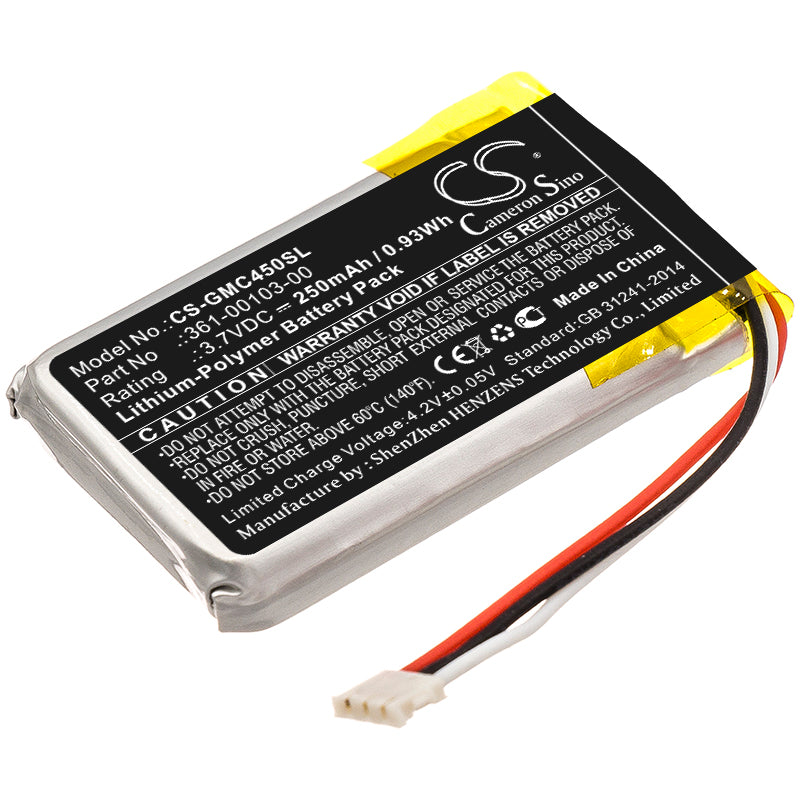 250mAh 361-00103-00 Battery for Garmin Dash Cam 45, DashCam 46, DashCam 66-SMAVtronics