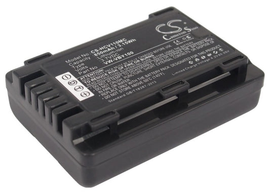 850mAh VW-VBY100 Battery for Panasonic HC-V110, HC-V110GK, HC-V110K, HC-V110P, HC-V201-SMAVtronics