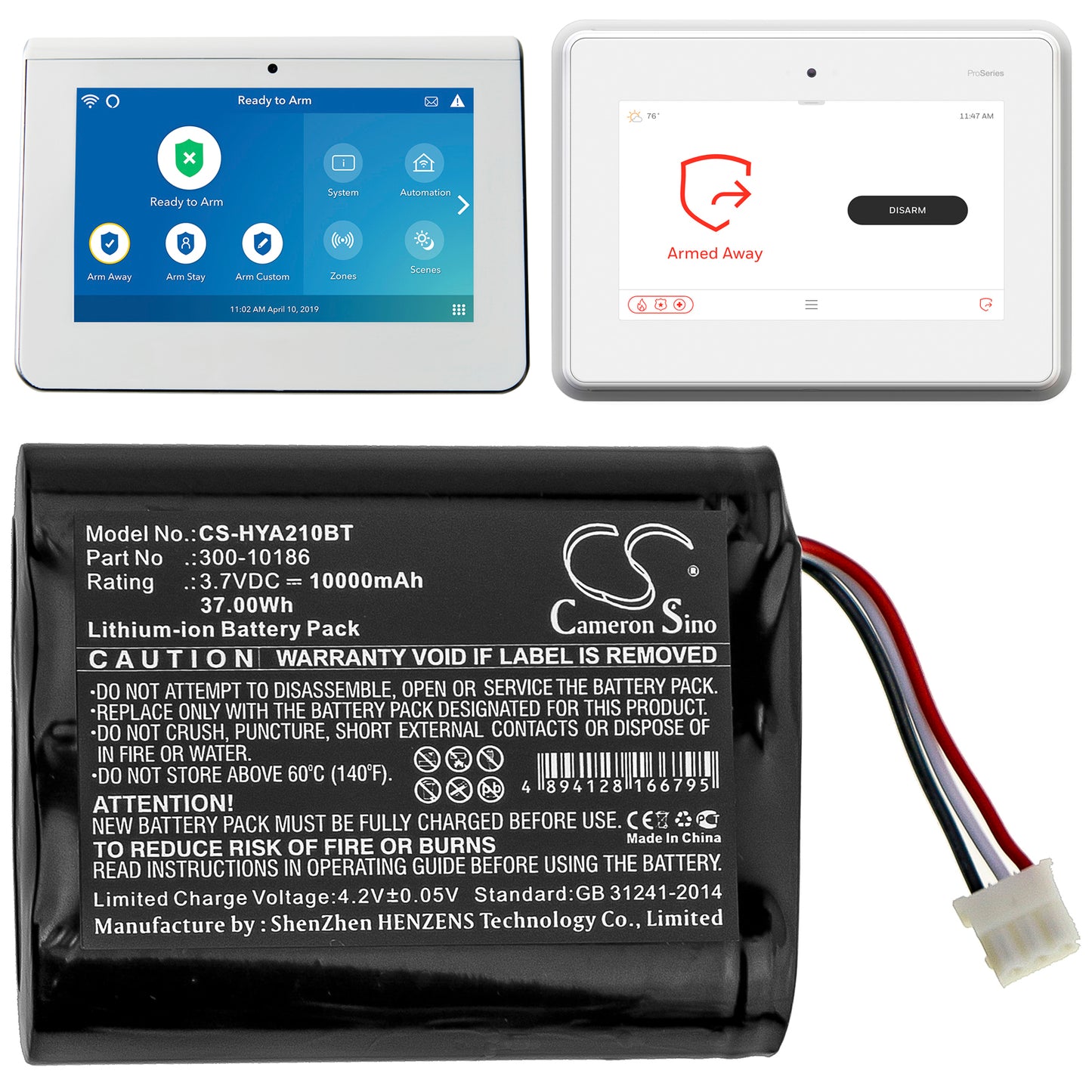 10000mAh 300-10186 High Capacity Battery for ADT Command Smart Security Panel, Honeywell AI05-2, AIO7-1, AIO7-2, Pro 7-SMAVtronics