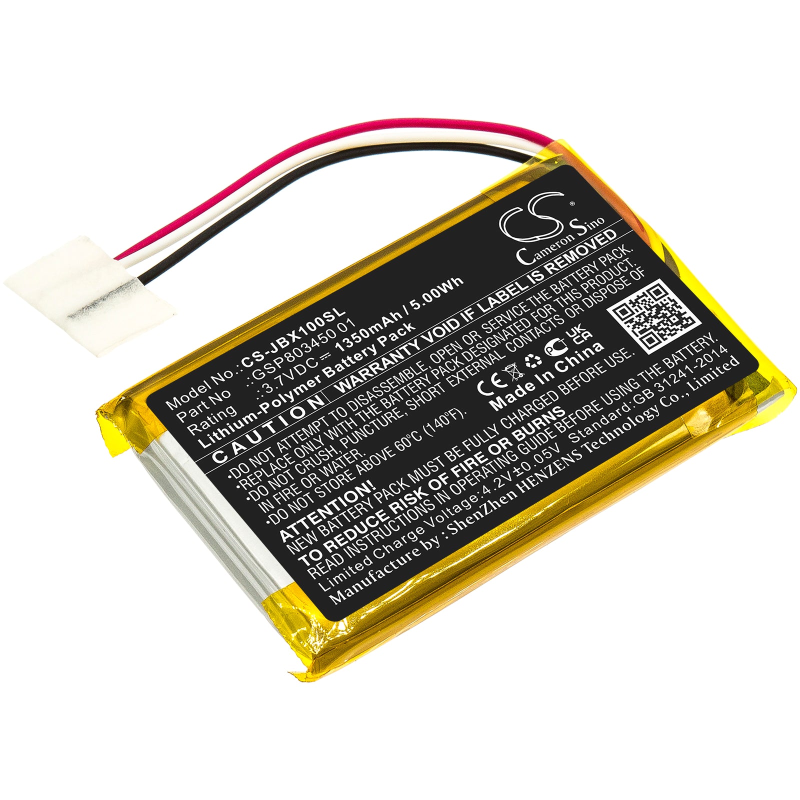 1350mAh GSP803450 01 Battery for JBL Free X TWS Charging Case-SMAVtronics