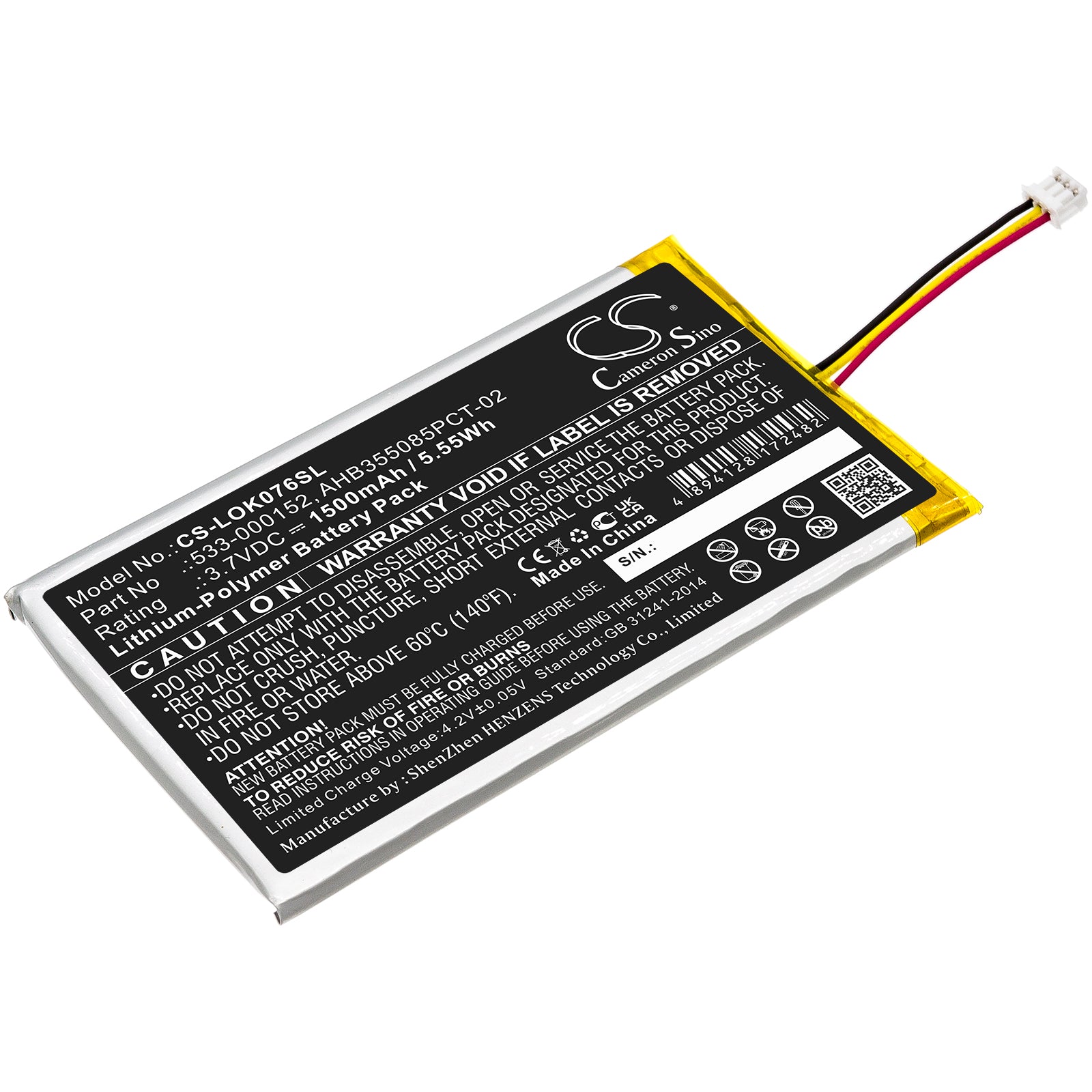 1500mAh 533-000152, AHB355085PCT-02, L/N: 2012 Battery for Logitech G913, G913 TKL, YR0076-SMAVtronics