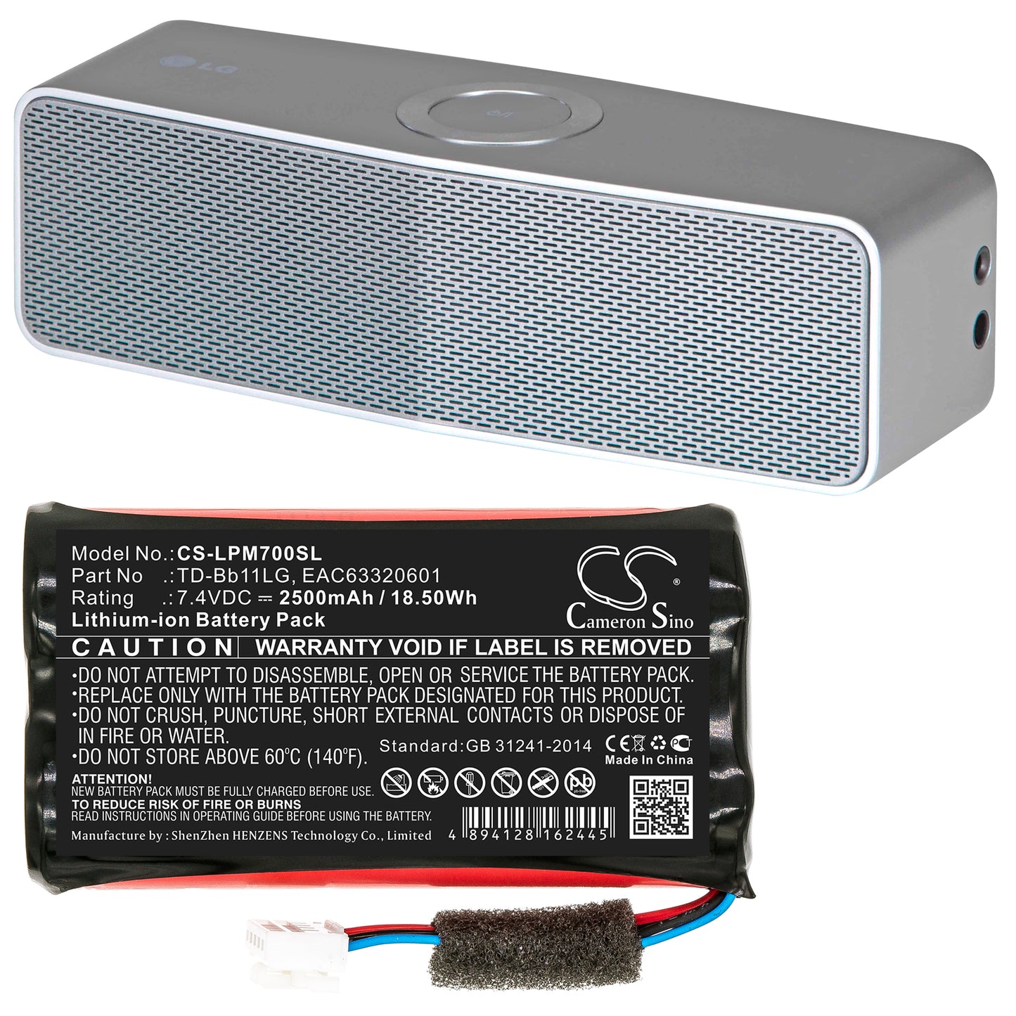 2500mAh EAC63320601, TD-Bb11LG Battery for LG Music Flow P7, PJ9, PJ9B, PJS9W, NP7550-SMAVtronics