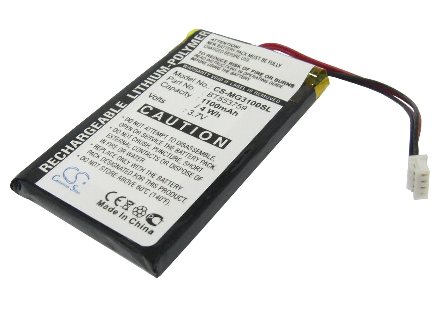 1100mAh BT553759 Battery for TYPHOON MyGuide 3100-SMAVtronics