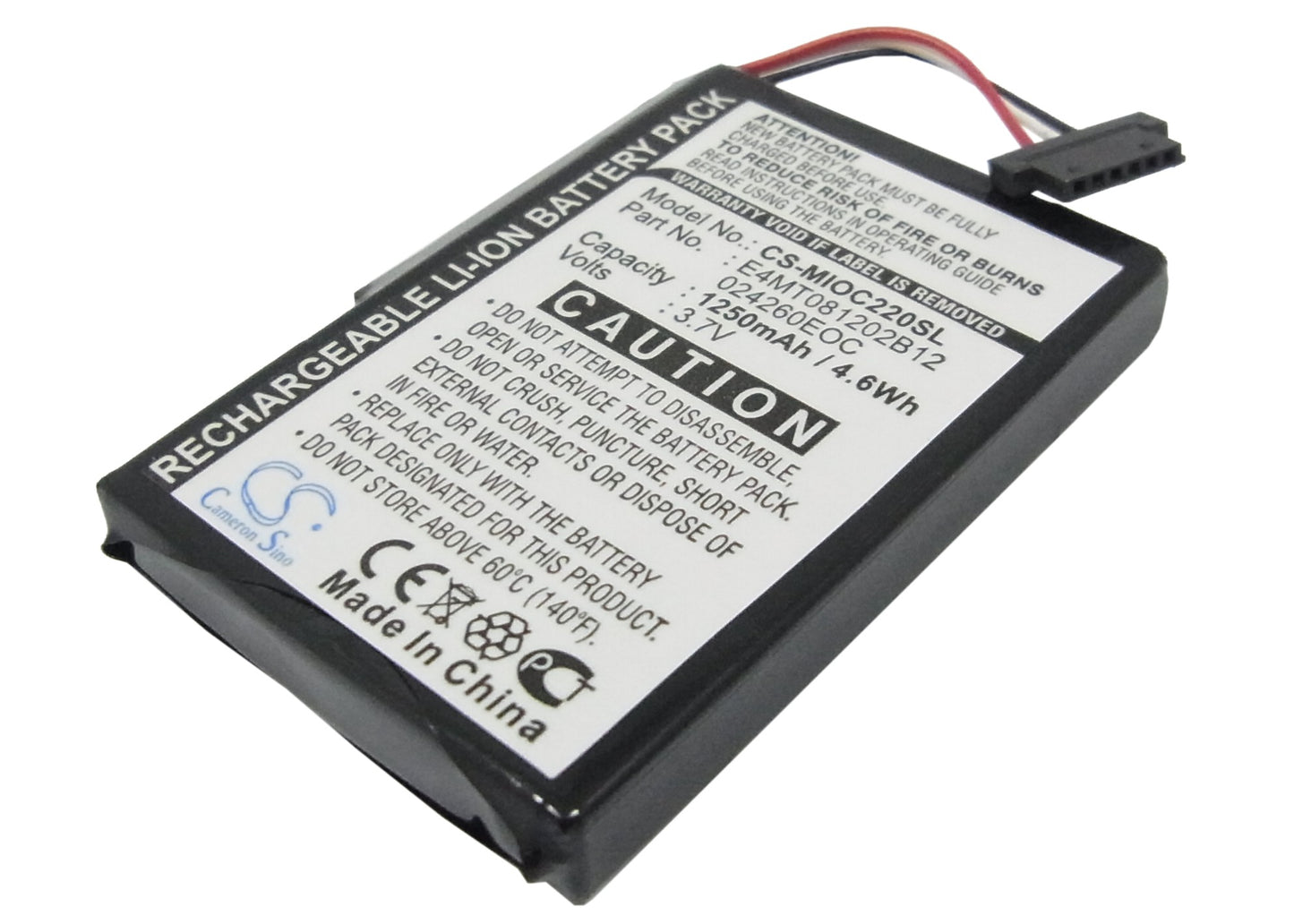 1250mAh Battery for Mitac Mio C210, Mio C220, Mio C220s, Mio C230, Mio C250-SMAVtronics