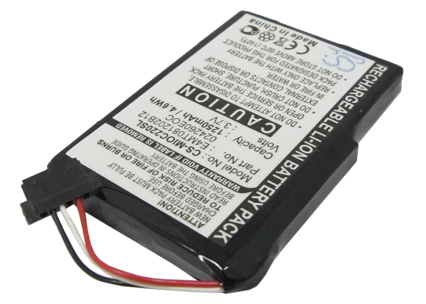 1250mAh Battery for Mitac Mio C210, Mio C220, Mio C220s, Mio C230, Mio C250-SMAVtronics