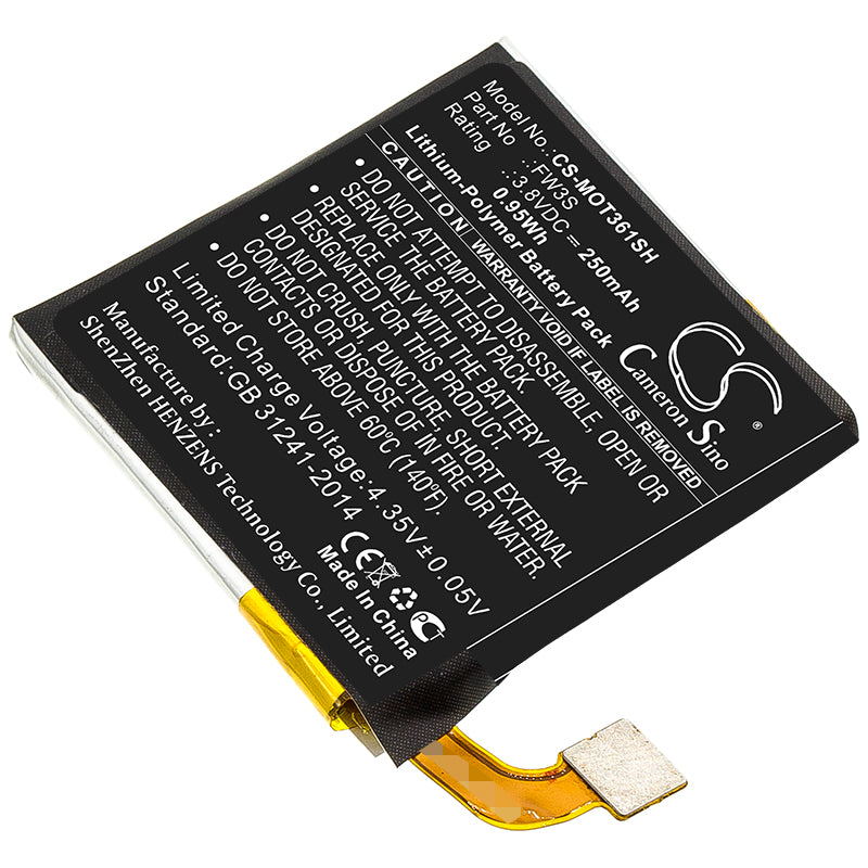 250mAh FW3S Battery for Motorola Moto 360 2nd-SMAVtronics