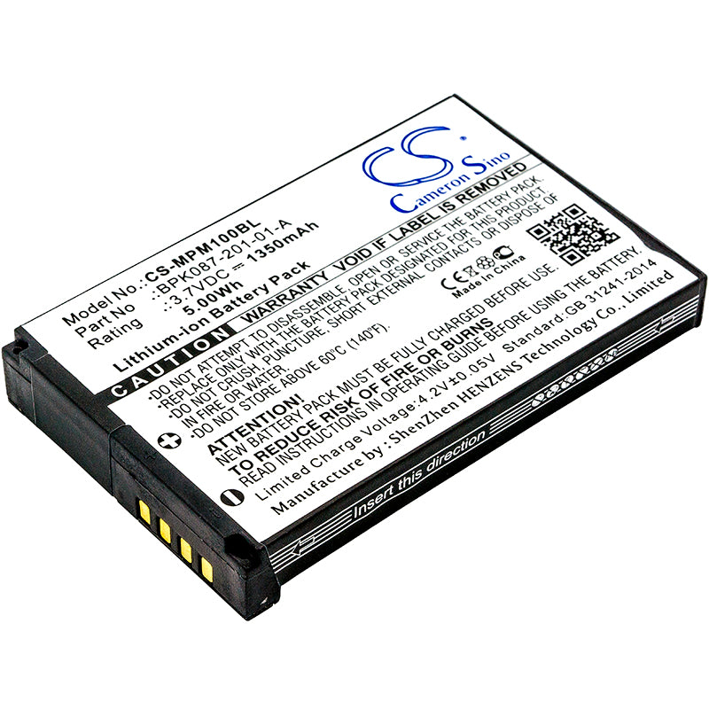 1350mAh BPK087-201-01-A Battery for Motorola Verifone Zebra MPM100, MPM-100-SMAVtronics