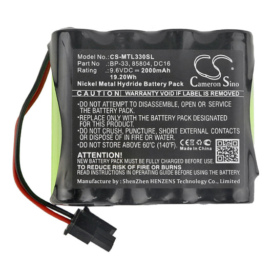 2000mAh 85804, BP-33, DC16 Battery for Martel BetaGauge 330-SMAVtronics