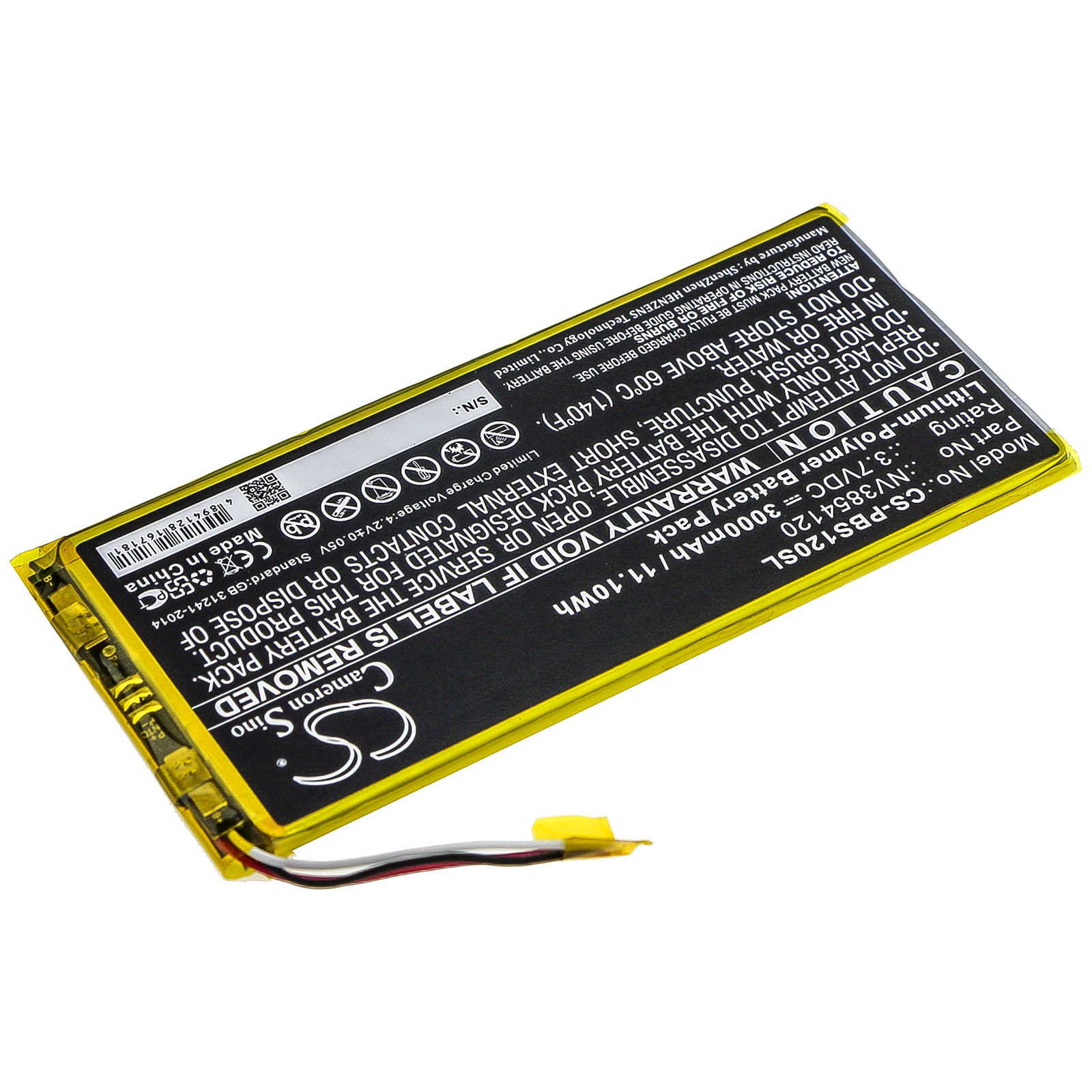 3000mAh NV3854120 Battery for PBS KIDS 7" Pad PBSKD12, PBKRWM5410-SMAVtronics