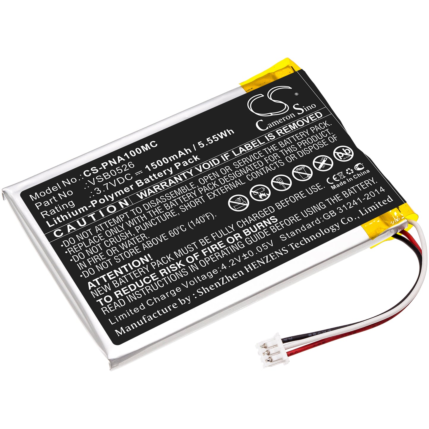 1500mAh VSB0526 Battery for Panasonic HX-A100, HX-A1M, HX-A100-H, HX-A500, HX-A500-D, HX-A500-H-SMAVtronics