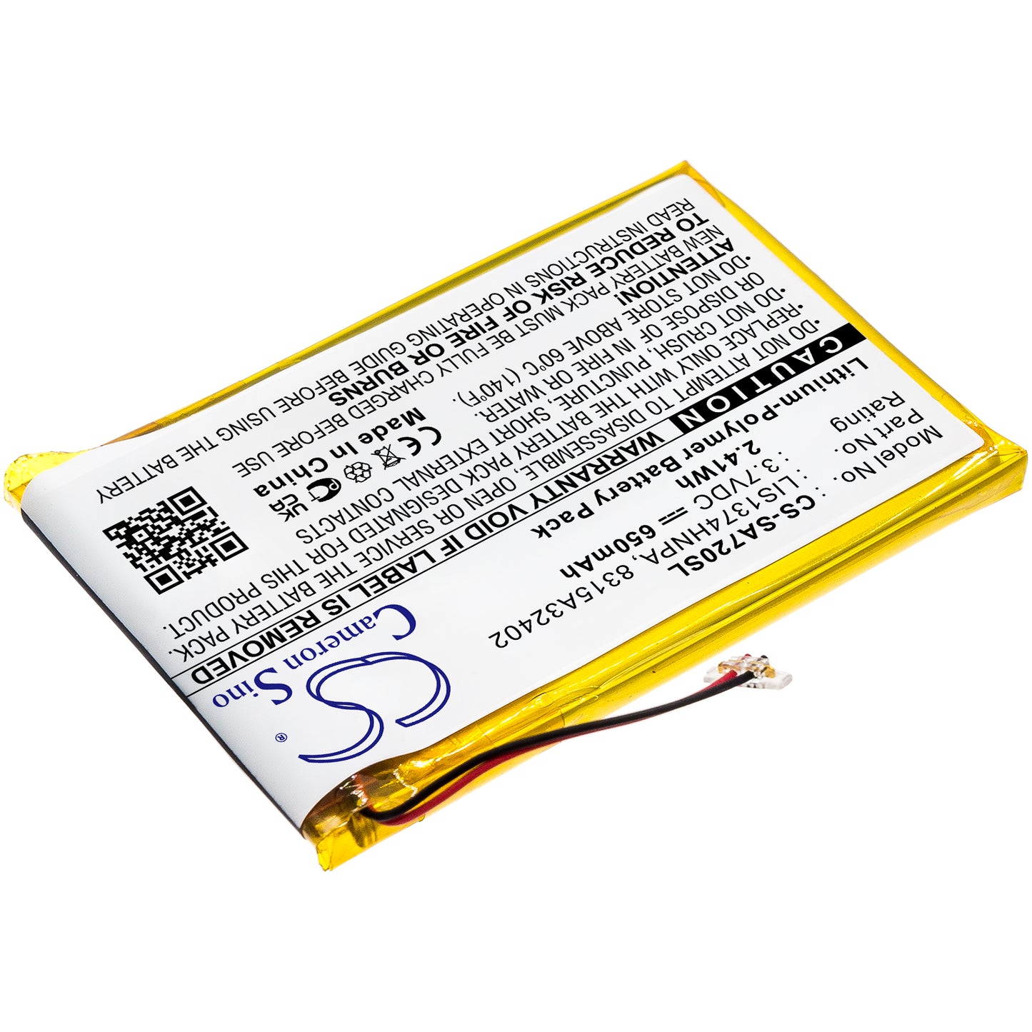 650mAh 1-756-702-12 Battery for Sony NWZ-A720, NWZ-A728, NWZ-820, NWZ-A726, NWZ-A826, NWZ-A828, NWZ-A829, NWZ-A729BLK, NWZ-S738, NWZ-S738FBNC, NWZ-S738F-SMAVtronics