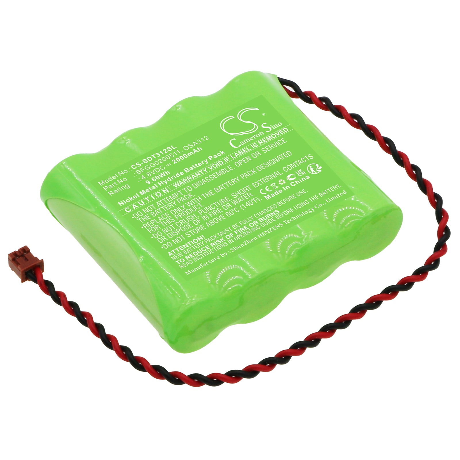 2000mAh BFGG0200511, OSA312, FVE-BAT, KRO6AA4 Battery for Shimpo Force Gauges FGE-X, FGE-XY, FGE-HX, FGE-HXY, Force Gauges FGV-X, FGV-XY, FGV-HX, FGV-HXY-SMAVtronics