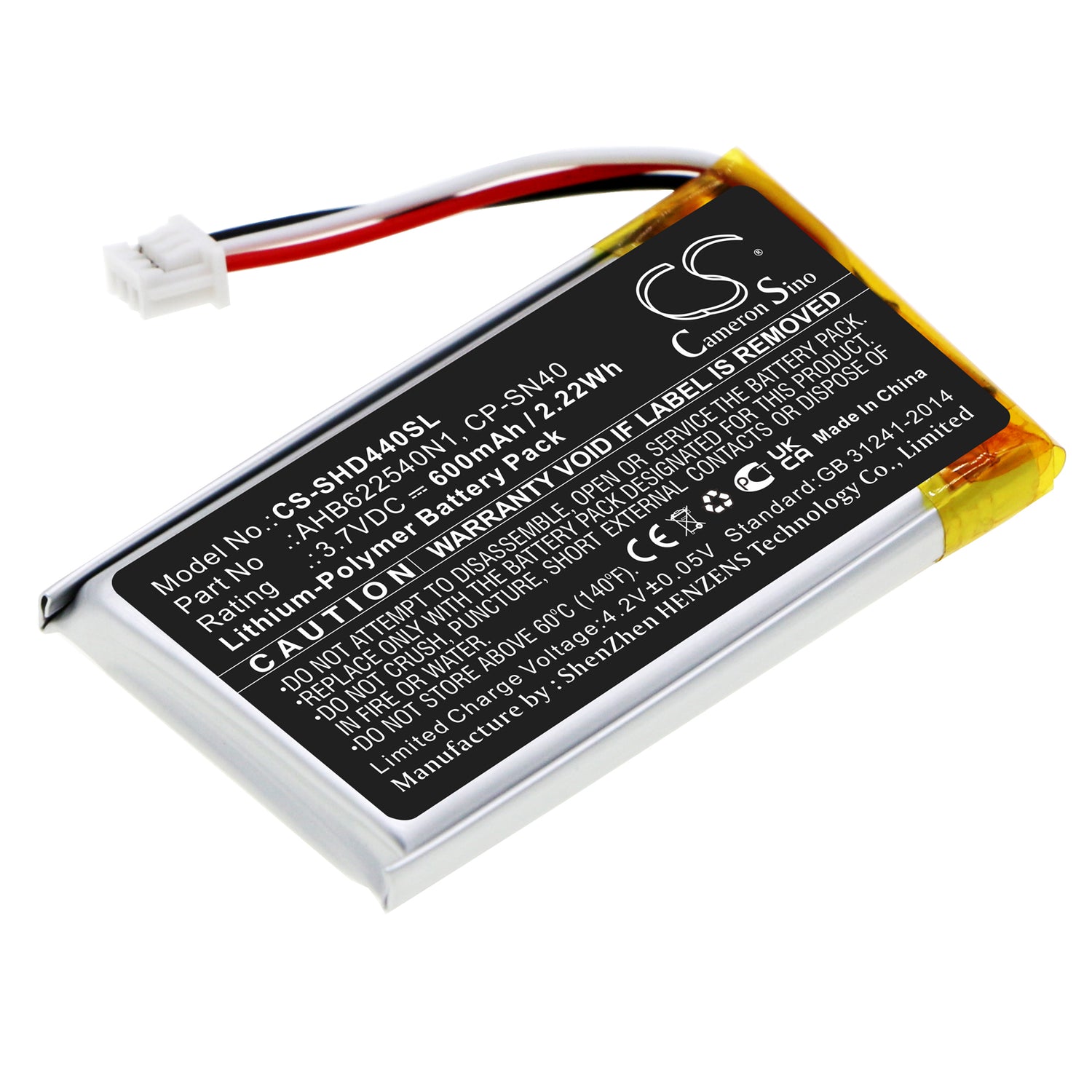 600mAh AHB622540N1, CP-SN40 Battery for Sennheiser HD 4.50BTNC, Urbanite XL, Momentum 2.0, Momentum 3.0, HD 4.40 BT-SMAVtronics