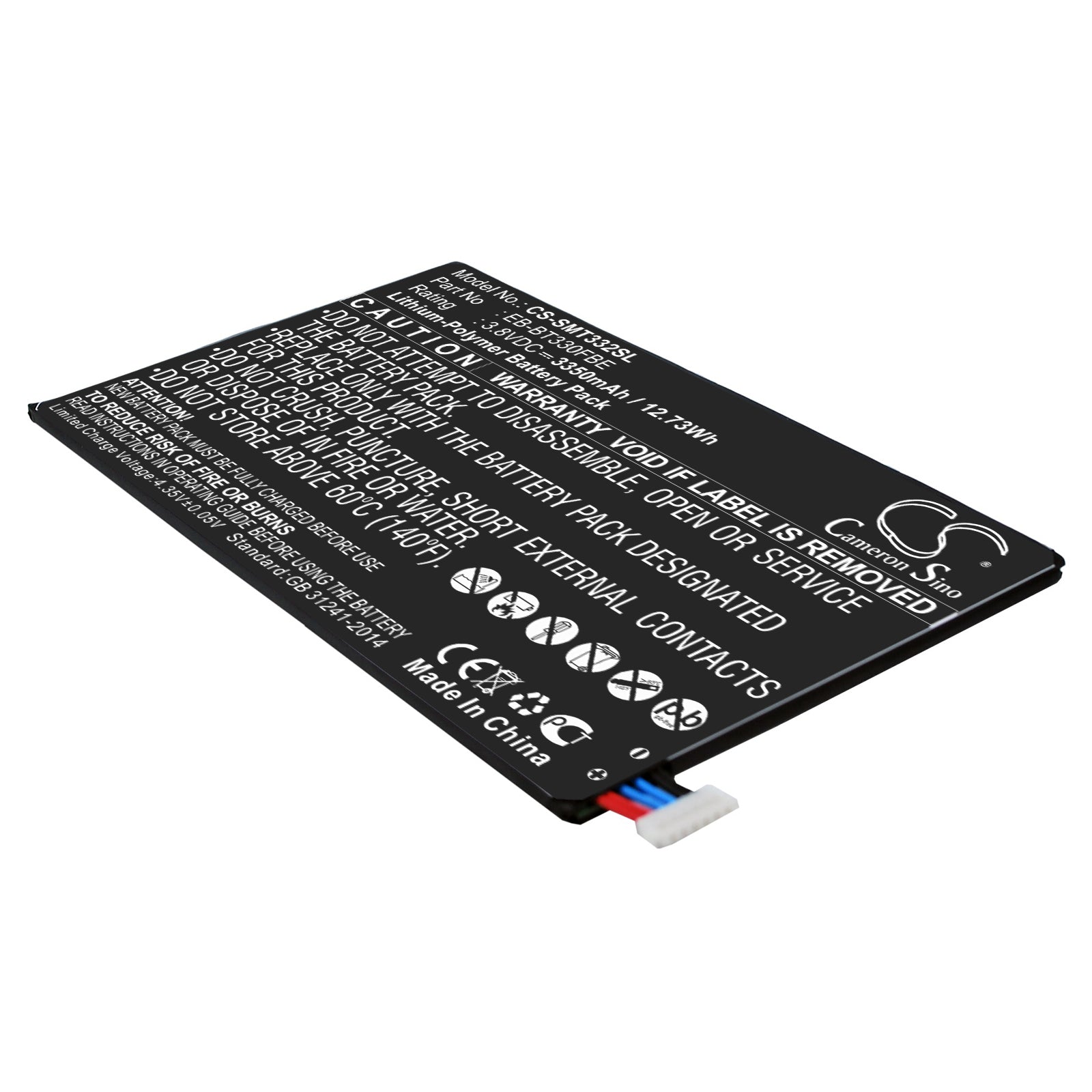 3350mAh EB-BT330FBE Battery Samsung Galaxy Tab4 8.0 3G, SM-T331-SMAVtronics