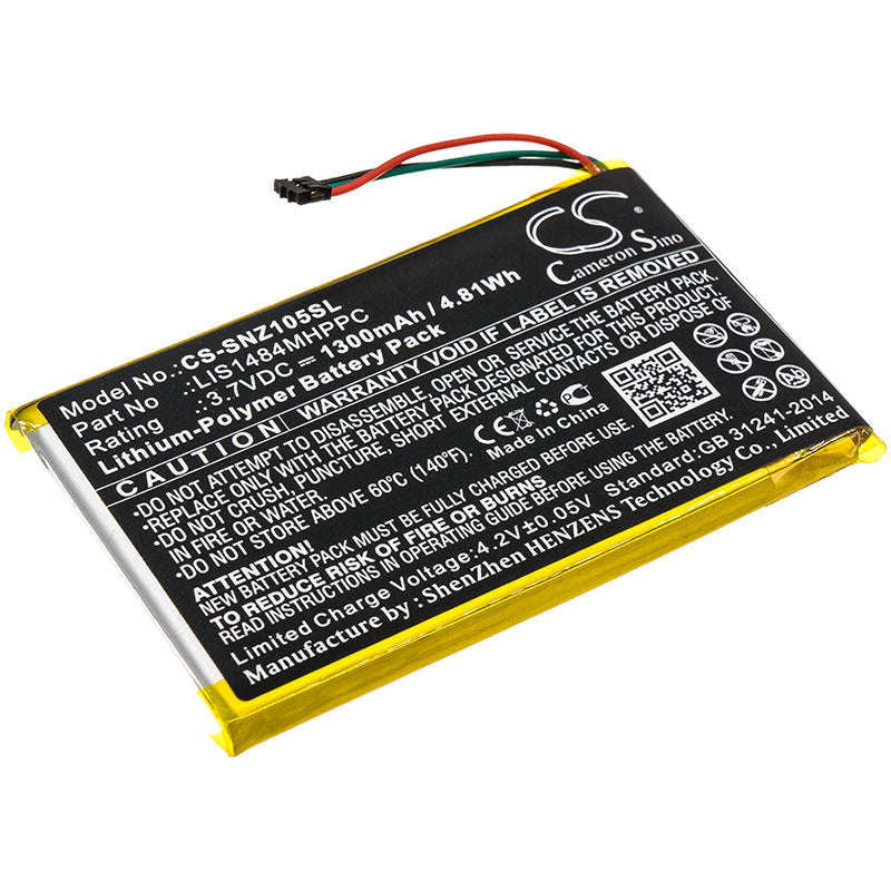 1300mAh LIS1484MHPPC Battery for Sony NWZ-Z1050, NWZ-Z1050N, NWZ-Z1060, NWZ-Z1070-SMAVtronics