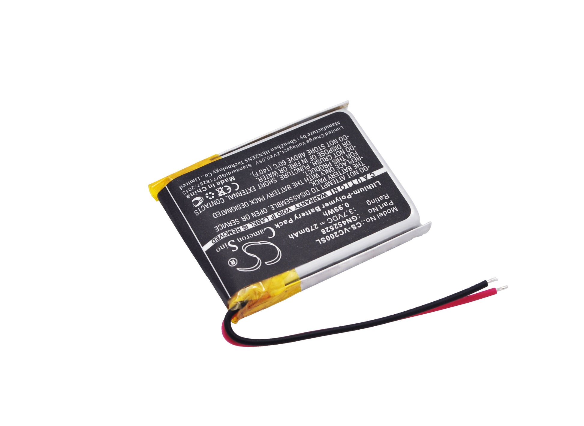 270mAh GN452528 Battery for Voice Caddie VC200, VC200 Voice-SMAVtronics