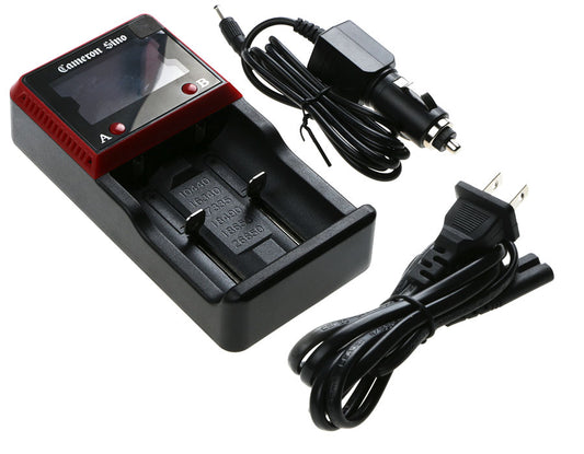 Dual Battery Charger for 10440, 17500, 18350, 18500, 25500, 26650, AA, AAA w/US AC & Car cord-SMAVtronics