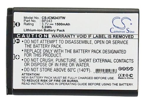 1500mAh Li-ion BP-243 Battery ICOM IC-E7, IC-P7, IC-P7A Two-Way Radio-SMAVtronics