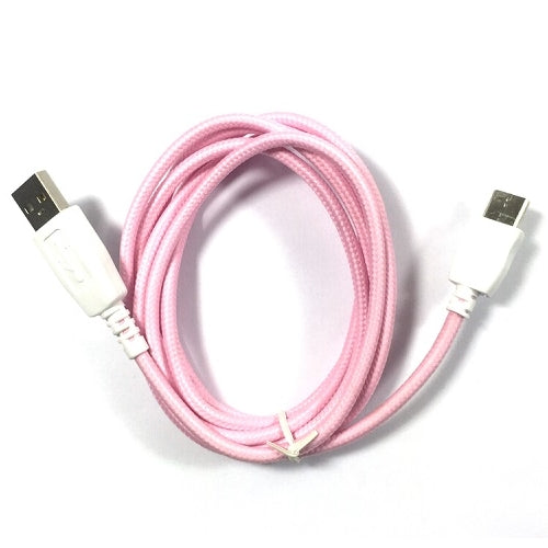 2 PACK - SMAVCO 6.5 feet (2 meter) Pink Braided Data Sync Charger Charging USB Cable Cord for Nabi DreamTab DMTab-NV08B Touch Screen HD 8"-SMAVtronics